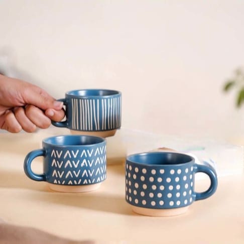 Bone China Engraved Campfire Ceramic Retro Coffee Mug