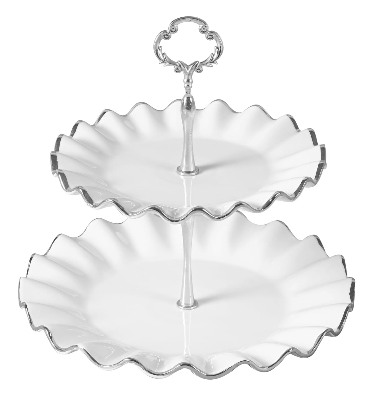 2-Tier Serving Platter With Gold & Silver Edges