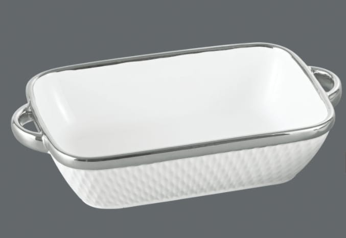 Elegant Design Ceramic Baking Dish with Gold Silver Rim