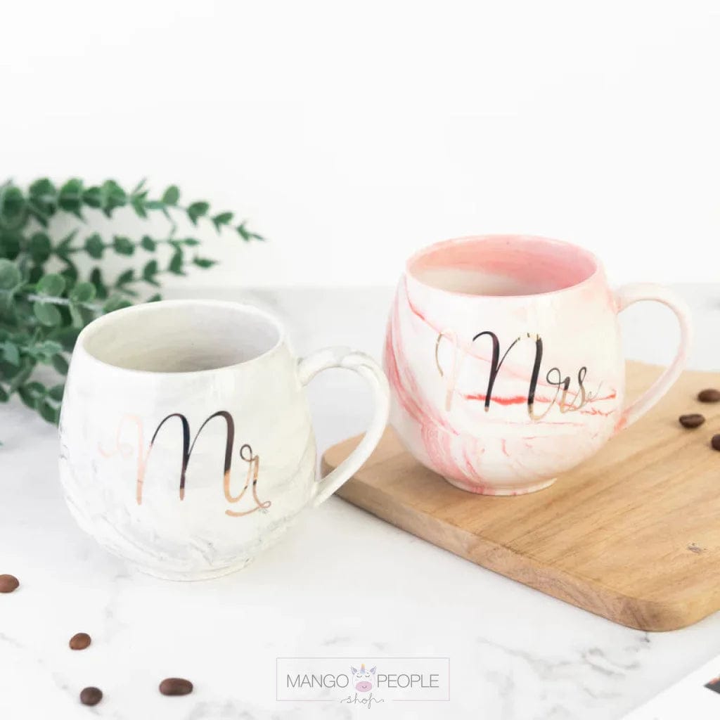 Mr. & Mrs. Round Marble Mug Set