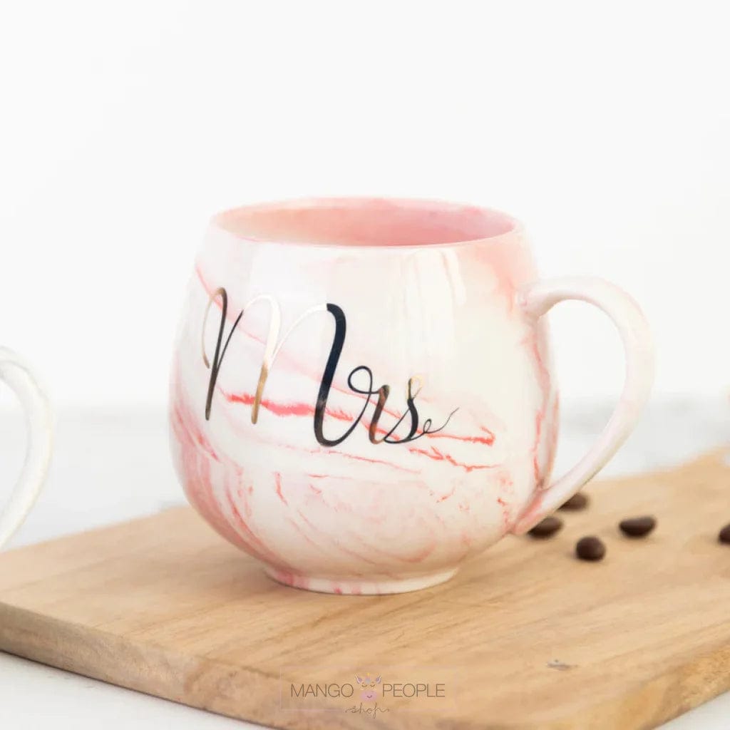 Mr. & Mrs. Round Marble Mug Set