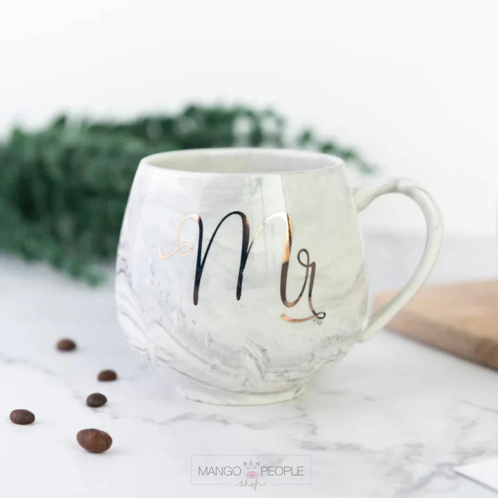 Mr. & Mrs. Round Marble Mug Set