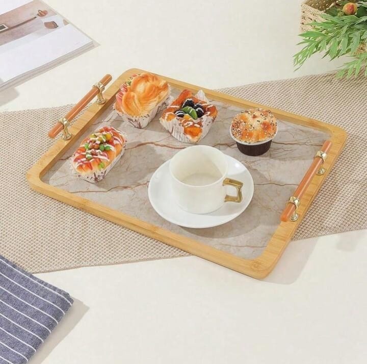 Mable Style Wooden Serving Tray Set of 3