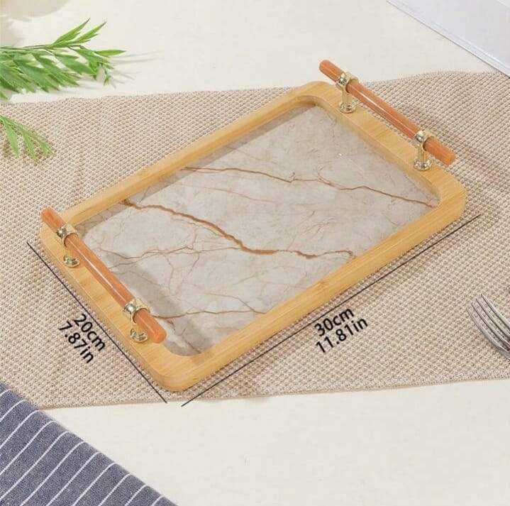 Mable Style Wooden Serving Tray Set of 3