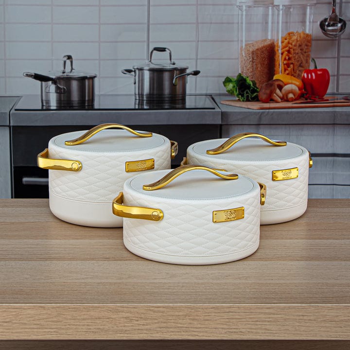 Luxury Design 3pcs Hotpot Set With Golden Handles