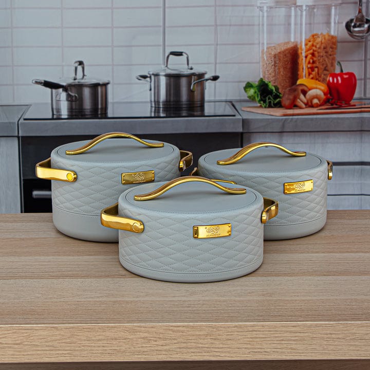 Luxury Design 3pcs Hotpot Set With Golden Handles