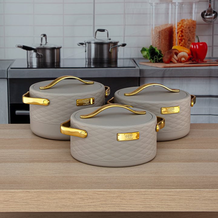 Luxury Design 3pcs Hotpot Set With Golden Handles