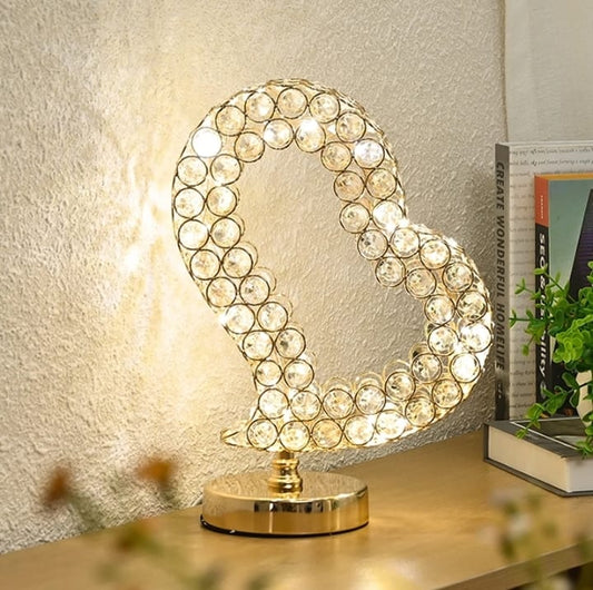 Heart Shaped Crystal Table Lamp