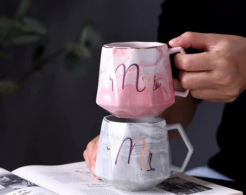 Marble Printed Mr and Mrs Coffee Mugs Set