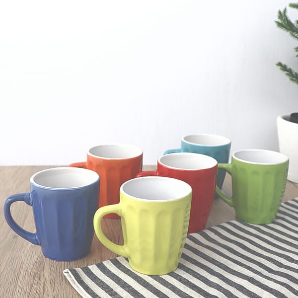 Simple Design Vertical Pattern Ceramic Cup with Handle