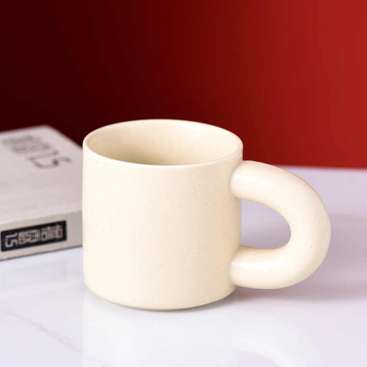 Creative Shape Ceramic Coffee Mug With Lovely Crooked Handle