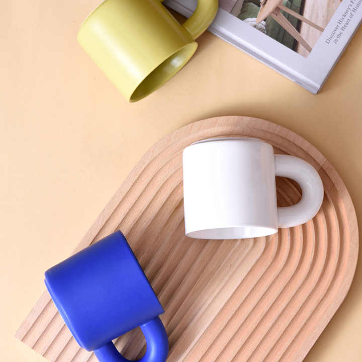 Creative Shape Ceramic Coffee Mug With Lovely Crooked Handle