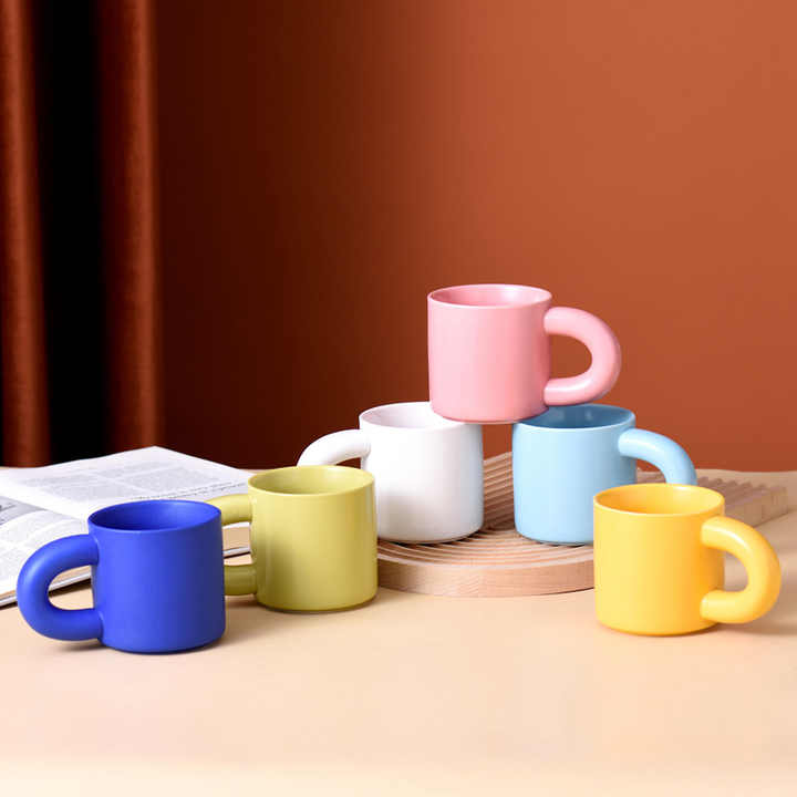 Creative Shape Ceramic Coffee Mug With Lovely Crooked Handle